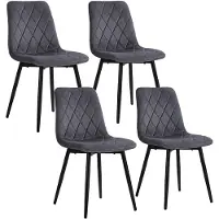 Relaxdays Eetkamerstoel, set van 4, fluweel, metalen poten, draagvermogen 120 kg, geschikt voor woonkamer en keuken, gestoffeerde keukelstoel, antraciet