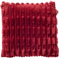Dutch decor LUCA - kussenhoes 45x45 cm - gerecycled - bontlook - Merlot - rood - met rits - zonder binnenkussen