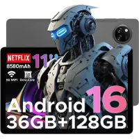 Doogee Tab A9 Pro+ - Tablet - 30GB RAM (6GB+24GB) - 128GB ROM（TB/TF）- 11Inth 90Hz HD+ - 8580mAh - Android 15 - Unisoc T7200 - Dual Speakers - Grijs