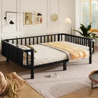STILVORA Metalen Bedbank 140 x 200 cm Zonder Matras - Stabiel Stalen Lattenbodem - Multifunctioneel Voor Slaapkamer En Woonkamer - Zwart