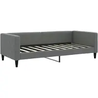 vidaXL Dagbed met uittrekbaar gedeelte en lades, donkergrijs, 100x190 cm, stof