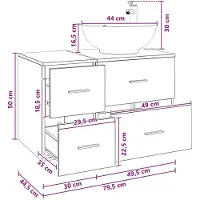 vidaXL Badkamermeubel Set 2 st Zwart eiken Bewerkt hout