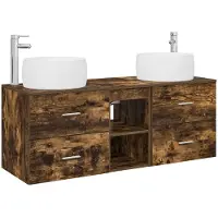 vidaXL Badkameraccessoireset, 3 stuks, gerookt eikenhout