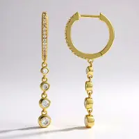 Cavill - Zilveren Oorbellen - 925 Sterling Zilver Verguld - 0,80 ct Cambodjaanse Zirkonia Rond - Elegante Chique Lichtgewicht Haak