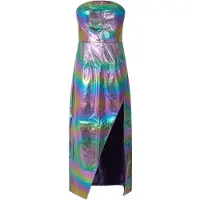 AMY LYNN AmyLynn Metallic bandeau-maxi-jurk voor dames (Zilver/Regenboog)