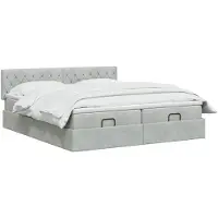 vidaXL Ottomanbed met matras en LED-verlichting, lichtgrijs, 200 x 200 cm, fluweel