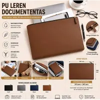 OEM Tas PU Lederen Documententas met Rits – Laptophoes – Geschikt voor Laptop, Tablet, A4-documenten & Accessoires – Waterafstotend – Bruin