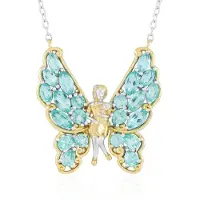 Cavill - Zilveren Halsketting 925 Sterling met 3,636 ct Groene Fluorapatiet - Madagaskar Edelsteen - Marquise & Peer - Elegante Damesketting
