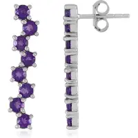 Cavill - Elegante Zilveren Oorbellen 925 Sterling - Platina Verguld - 1,432 ct Paarse Zambia Amethist - Ronde Edelstenen 25 mm