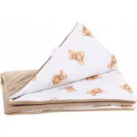 Babymam Babydeken Dubbelzijdig Teddybeer & Cappuccino 75x50cm