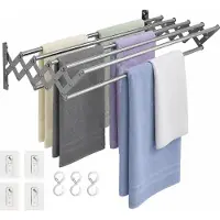 BSS Wanddroogrek Inklapbaar 80 cm – RVS Wanddroger voor Kleding – Ruimtebesparend Droogrek voor Wasgoed, Handdoeken en Kleding – Voor Binnen en Buiten