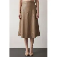 MyFashion Hoog-Waisted Midi A-Lijn Nepleer Rok