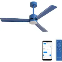 Create - Stille plafondventilator 40W met licht - Kobaltblauw - Ø132cm - WIFI + Afstandsbediening - WIND MODERN