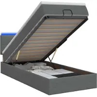 vidaXL Ottomanbed met matras en LED-verlichting, donkergrijs, 100 x 200 cm, stof