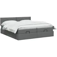 vidaXL - Ottoman - bed - met - matras - met - hoofdeinde - 2 - st - Donkergrijs - Stof
