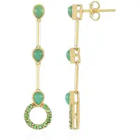 Cavill - Elegante Oorbellen 925 Sterling Zilver Verguld - 1,08 ct Chrysopraas & 0,39 ct Tsavoriet - Handgemaakt Sieraad Vrouwen