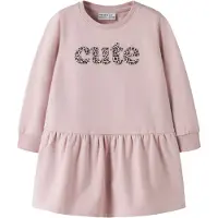 Name it MINI midi sweatjurk met ruches en tekst - lichtroze Tekst - maat 92