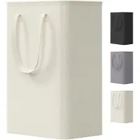 Famanu – Slanke wasmand van 50 l, opvouwbare hoge dunne wasbak met handvat voor vuile kleding, ideaal voor badkamer, slaapkamer en college