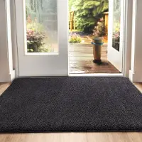 Famanu Antislip deurmat 80 x 120 cm, absorberend entreetapijt, machinewasbaar, zwart-grijs
