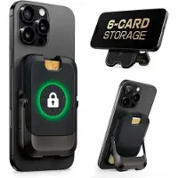 Supcase UB Mag Vault Wallet Stand | Magnetische Kaarthouder / Pasjeshouder | Compatibel met MagSafe | Portemonnee voor 6 Pasjes | Portemonnee | Standaard | Carbon Zwart