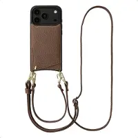 Selencia Nova Telefoonhoes met Koord en Pashouder voor de Apple iPhone 18 Pro / 17 Pro - Mocha Brown
