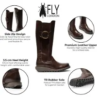 Fly london Bruine Leren Leren Kniehoge Laarzen - SOIF361