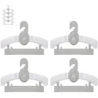 Famanu – Set van 20 kinder- en babykleerhangers, stapelbaar met antislip berenhaken, ruimtebesparende hangers voor kinderkleding in grijs en wit