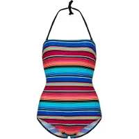 Zoggs Dames Mexicali Gestreepte Strapless Eénstuk Badpak (Multikleur)