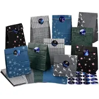 Famanu – Adventskalender om te vullen, 24 kerstkalenders, cadeauzakjes, groot om zelf te vullen, kraftpapieren zakjes, adventszakjes zelf te vullen, met stickers voor kinderen, jongens en mannen