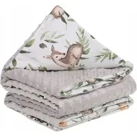 Babymam Dubbelzijdig Babydekentje Minky Katoen 75x100cm Grijs Groen