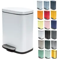 Famanu – Badkamer prullenbak met pedaal, model Akira, hoogwaardige , stille sluiting, mat wit, grootte 5 L, badkameraccessoires