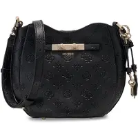 GUESS schoudertas handtas Carmella Crossbody Bucket Bag Black Logo zwart