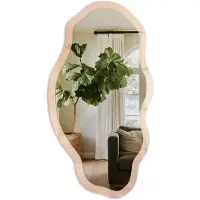Tulup Pasteltinten Spiegel - Beige Elegante Rechthoekige Wandspiegel - Organische Spiegel - Woonkamer - Minimalistisch - 45x90 cm - Totale afmeting 52x97 cm