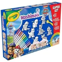 - Washimals - Paw Patrol - Hobbypakket - Super Activiteitenset met 8 Puppy's, 12 Uitwasbare stiften, Inkleurbare achtergrond en borstel - Speelgoed en cadeau voor kinderen vanaf 3 jaar