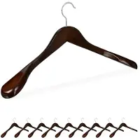 Famanu – Set van 20 houten kledinghangers, voor jassen, pakken en mantels, stevige kleerhangers in donkerbruin