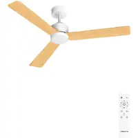 Create - Stille plafondventilator 40W met licht - Wit / Licht hout - Ø132cm - Afstandsbediening - WIND MODERN