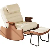 Happiq Relaxstoel met Voetenbank - Verstelbare Rugleuning 3 Standen en Schommelstoel - Lamsfluweel Beige - Beige