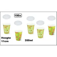TakeAware 100x Milkshake beker Relax groen 350ml + 100x deksel - Karton - Drinken beker thema feest festival evenement fun diner milkshakebeker