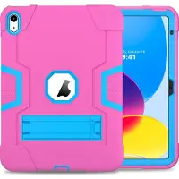 Mobigear Tablethoes geschikt voor Apple iPad 10 (2022) Hardcase Backcover | ShieldStand | Schokbestendig iPad 10 (2022) Telefoonhoesje | Anti Shock Proof + Standaard - Blauw / Magenta