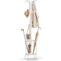 Famanu – Kapstok met paraplubak, 12 haken, van metaal, hoogte 175,5 cm, ideaal voor hal en entree