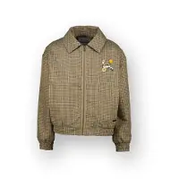 Vingino geruite jas met patches - bruin Meisjes Polyester Klassieke kraag - maat 128