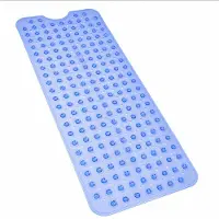 BSS Badmat Antislip voor in Bad - 100x40 cm Antislip Douchemat van Natuurlijk Rubber en PVC met Zuignappen, Extra Lang, Slipvrij, Machinewasbaar - Donkerblauw
