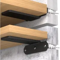 Famanu – Onzichtbare plankhouder met 80 kg draagkracht, zware belasting, metalen plankdrager, zwart, 3,8 cm hoogte, voor wandmontage
