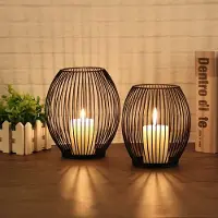 Famanu – Kandelaars, set van 2, decoratief, 14 x 15,5 cm en 16 x 18 cm, ideaal voor kaarsen en theelichten, perfect voor decoratie en feesten