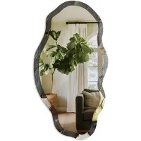 Tulup Geometrische Tegels Spiegel - Zwart Rechthoekige Spiegel Voor Interieur - Organische Spiegel - Badkamer, Keuken, Woonkamer - Geometrisch - 45x90 cm - Totale afmeting 52x97 cm