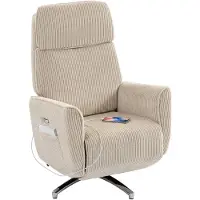 HOMCOM Power Recliner Chair-Polyester-87L x 76B x 114H cm-Cremeweiß