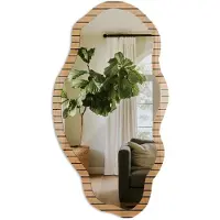 Tulup Houten Planken Spiegel - Bruin Rechthoekige Spiegel Voor Interieur - Organische Spiegel - Woonkamer, Kantoor, Slaapkamer - Minimalistisch - 45x90 cm - Totale afmeting 52x97 cm