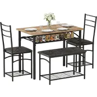 HOMCOM Dining Table Set-Metall, MDF-100L x 60B x 74,5H cm-Rustikal-Braun