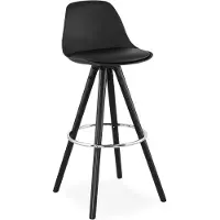 Dripio Hoge Barkruk Parvati - Zithoogte 75cm - Zwart - Set van 1 - Keuken - Barstoelen - Met rugleuning - Kunstleer - Zwart frame