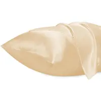 Famanu – Set van 2 satijnen kussenslopen, 40 x 60 cm, ademend microvezel satijn met envelopsluiting, kreukvrij en in champagne kleur